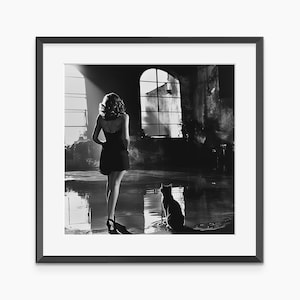 Woman and Cat, Photography Prints, Cat Wall Art, Fine Art Print, Black and White Wall Art, Museum Quality Photography Poster