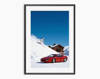 Arte mural de esquí, impresiones fotográficas, póster de Ferrari, arte mural de moda, fotografía artística, decoración estética de habitaciones, arte mural de calidad museística.