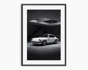 Porsche Wall Art, Photography Prints, Porsche Poster, Retro Car Poster, Man Cave Decor, Black and White Wall Art, Museum Quality Wall Art