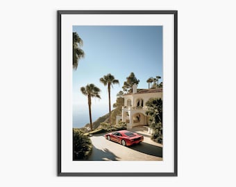 Arte mural de Ferrari, láminas fotográficas, póster de Ferrari, impresión artística, estilo clásico, póster de coche, póster fotográfico de calidad museística