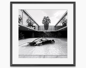 Póster del Porsche 911, impresiones fotográficas, arte mural de Porsche, póster de Porsche, arte mural en blanco y negro, póster fotográfico con calidad de museo
