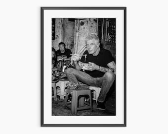 Impression Anthony Bourdain, tirages photographiques, art mural noir et blanc, affiche de chef cuisinier, décoration de cuisine, affiche de photographie de qualité musée