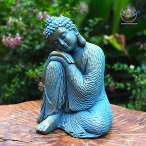 Blue Resting Buddha Statue: Zen Home Decor, Meditation Gift