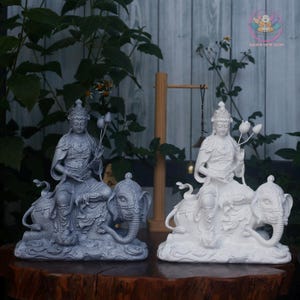 Manjushri & Samantabhadra Statue Set: Resin Buddhist Deities, Zen Decor