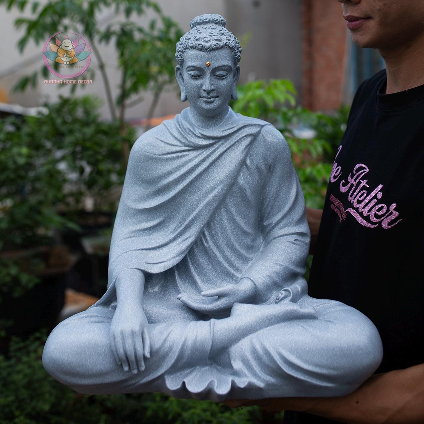 19.7インチの大型仏像 - 釈迦牟尼瞑想彫刻（ライトストーン仕上げ