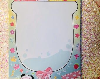 Groot kawaii-notitieblok: pastel konijn, panda en fruit Writing