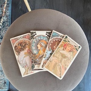Carnet Mucha Art nouveau – Mini carnet vierge | Carnet de croquis de style vintage, couverture simple, cadeau esthétique pour les amateurs d'art