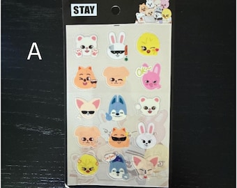 Feuille d'autocollants inspirée de SKZOO : oeuvres d'art K-Pop, PVC transparent