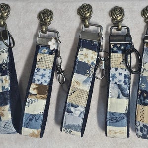 Handmade Patchwork Key Chain Fob; Handmade Quilted Key Chain Fob