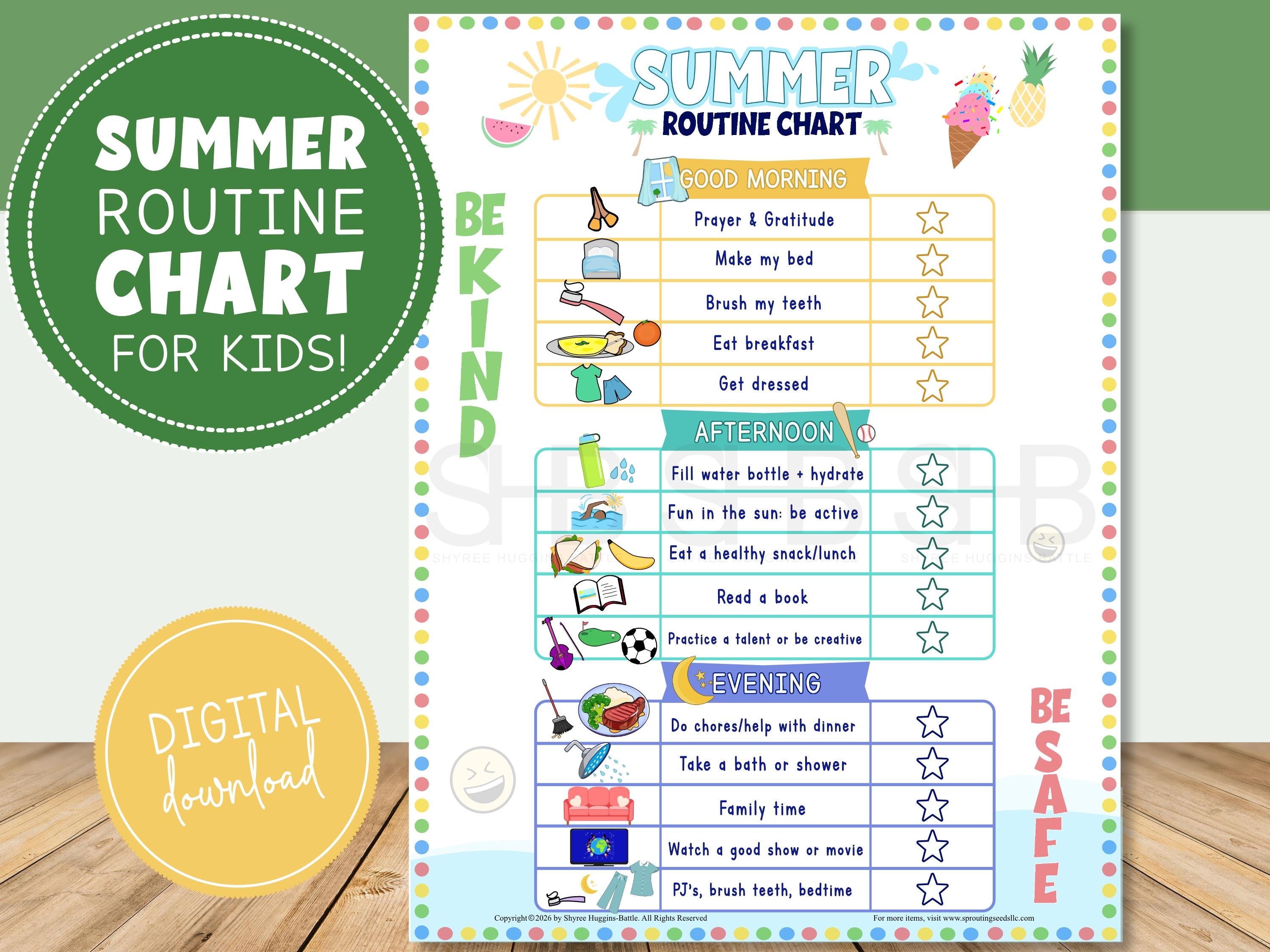 Summer Routine Pdf Summer Routine Chart Printable, Responsibilities, Organization, Mental ...
