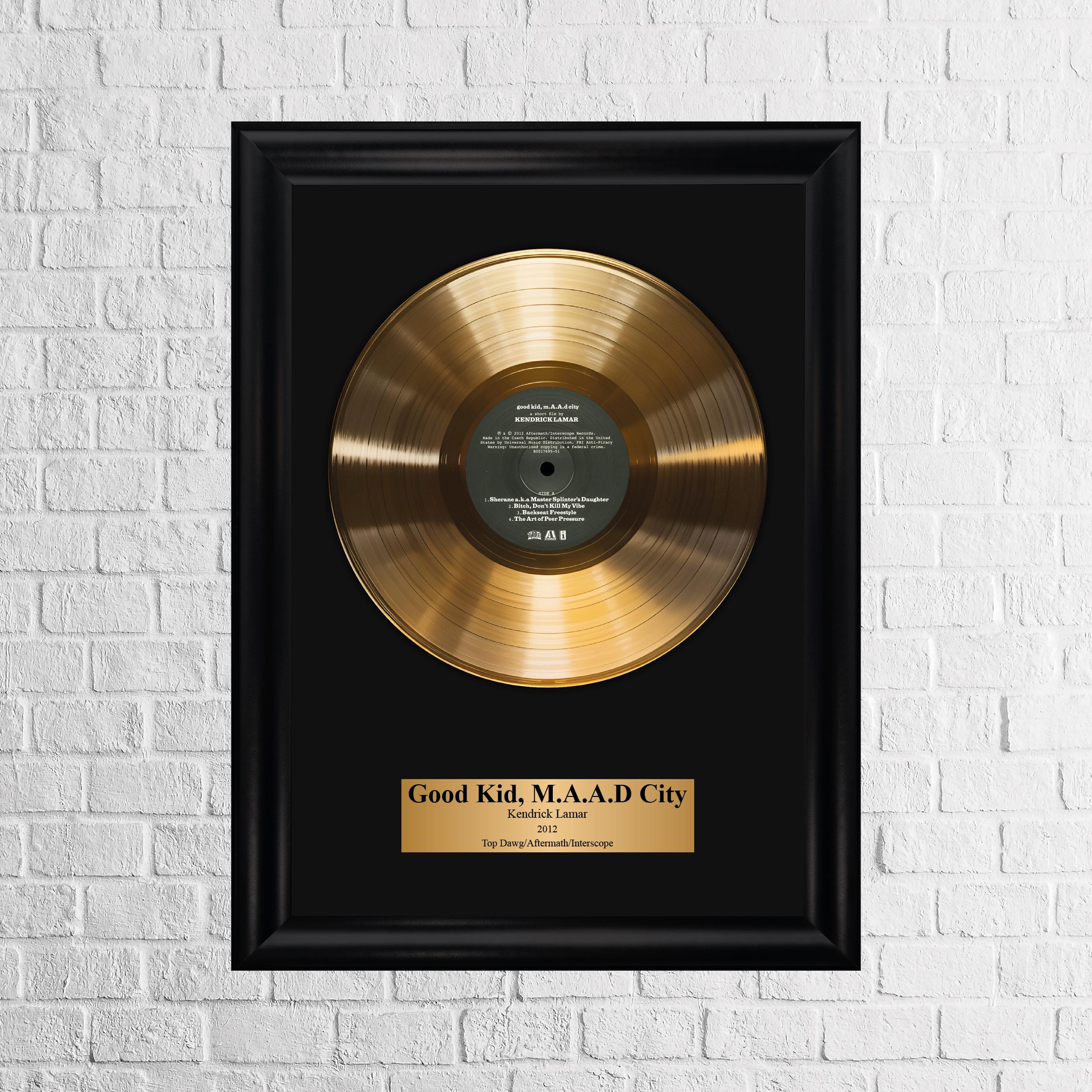 洋楽 Kendrick Lamar Gold llic Vinyl Kendrick Lamar - Damn Gold LP Record Plaque Display | eBay