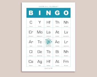 Periodic Table Bingo: Chemistry Learning Game (Digital Download PDF)