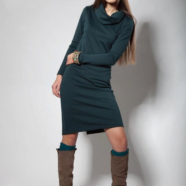 SALE, now only 69.99 USD Women's , Best seller , Dark Green , Knit , Back Zipper Dress,Size Small