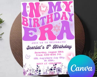 Trendy Birthday Era Invite, Girl Birthday Party (Digital)
