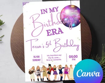 Trendy Birthday Era Invite, Editable Girl Birthday Party (Digital)