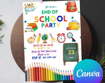 Editable End of School Party Invitation Template (Digital)