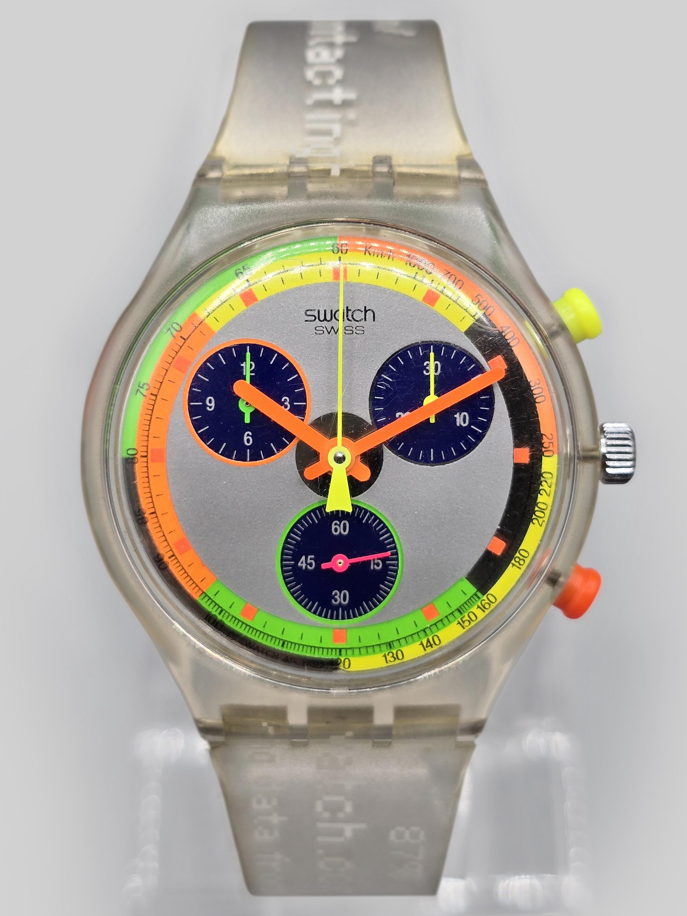 1993 Swatch Chrono Jelly Stag SCK104 Swiss Made Watch 37mm Vintage