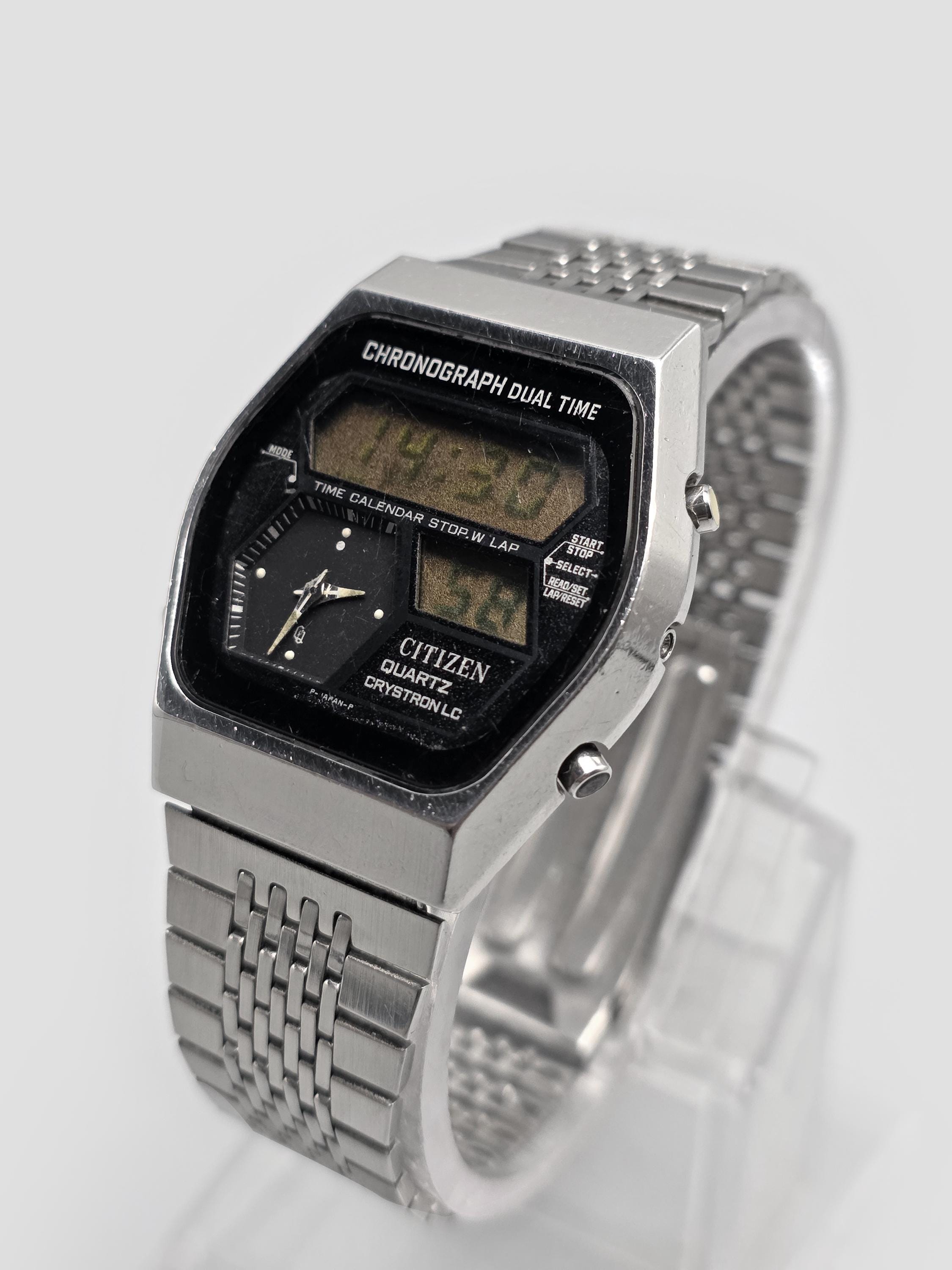 Vintage Citizen Crystron LC Ana-digi Chronograph Dual Time 4