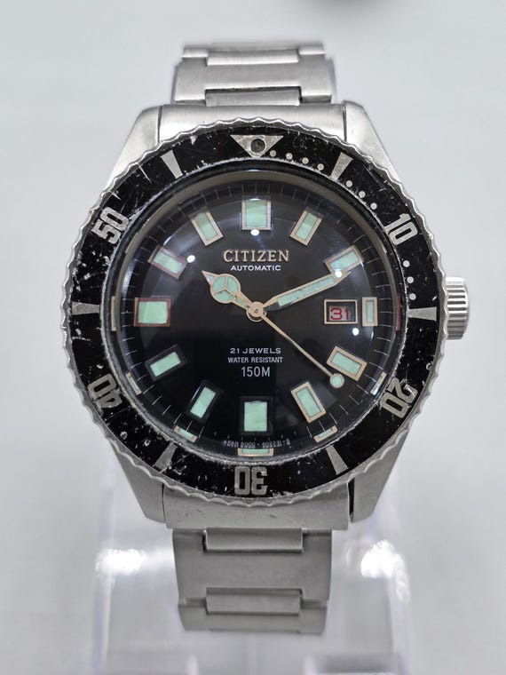 Vintage Citizen Challenge Diver 62-6198 Automatic 150M Black Men's