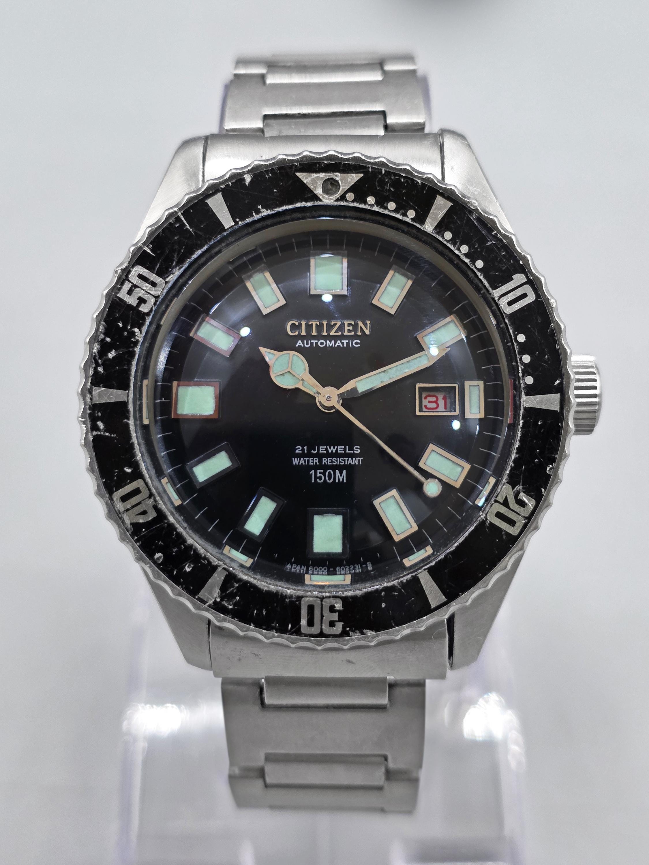 Vintage Citizen Challenge Diver 62-6198 Automatic 150M Black Men's