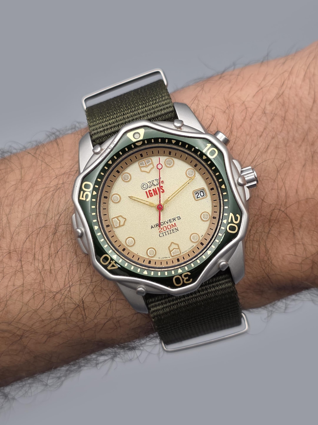Vintage Citizen OXY Ignis Air Diver's 6218-L12210 Green Dial