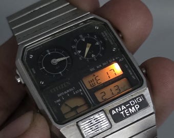 1985 Vintage Citizen Ana-digi Temp Men's Watch Japan Digital