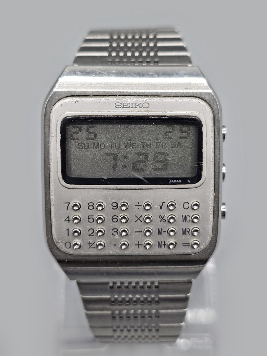 Seiko Calculator Watch C153-5011 Vintage 1983 Digital LCD Stainless ...