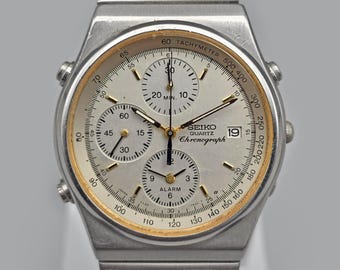 Seiko 7T32-7A20 Panda Dial Quartz Chronograph Alarm 1995 Japan - Etsy