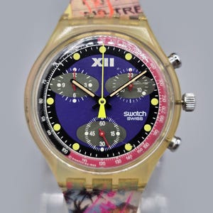 1992 Rare Vintage Swatch SCK101 BLUE CHIP Chronograph Watch Swiss Made