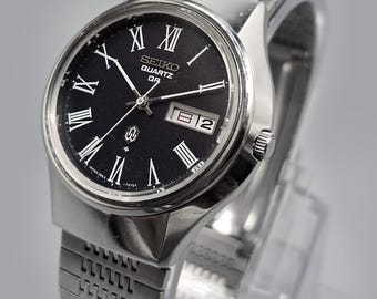 Seiko Quartz QR 3863-7010 Men's Watch Vintage 1974 Japan Deep Blue