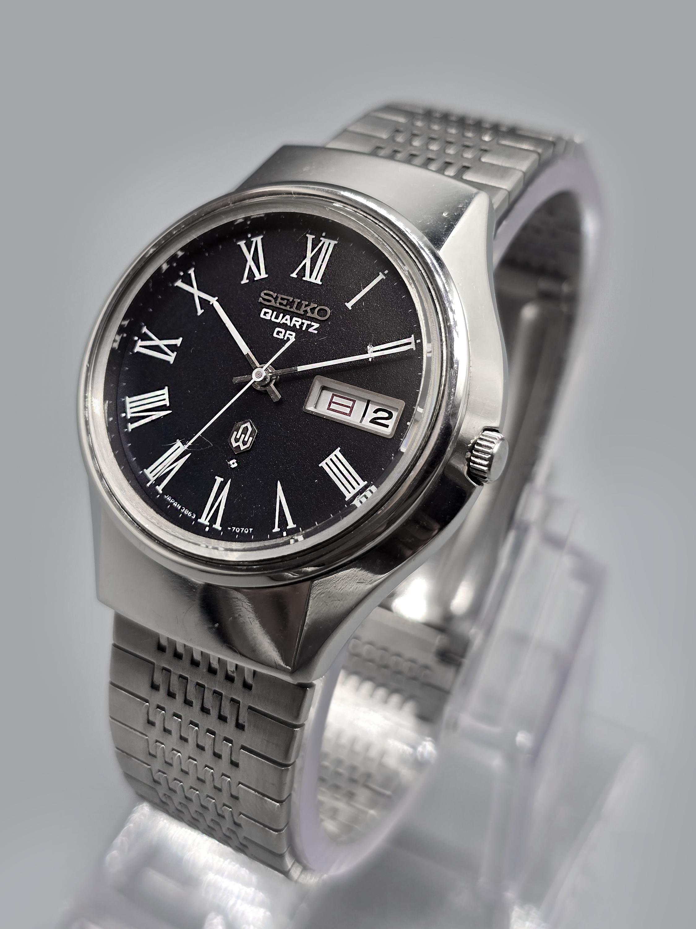 Seiko Quartz QR 3863-7010 Men's Watch Vintage 1974 Japan Deep Blue