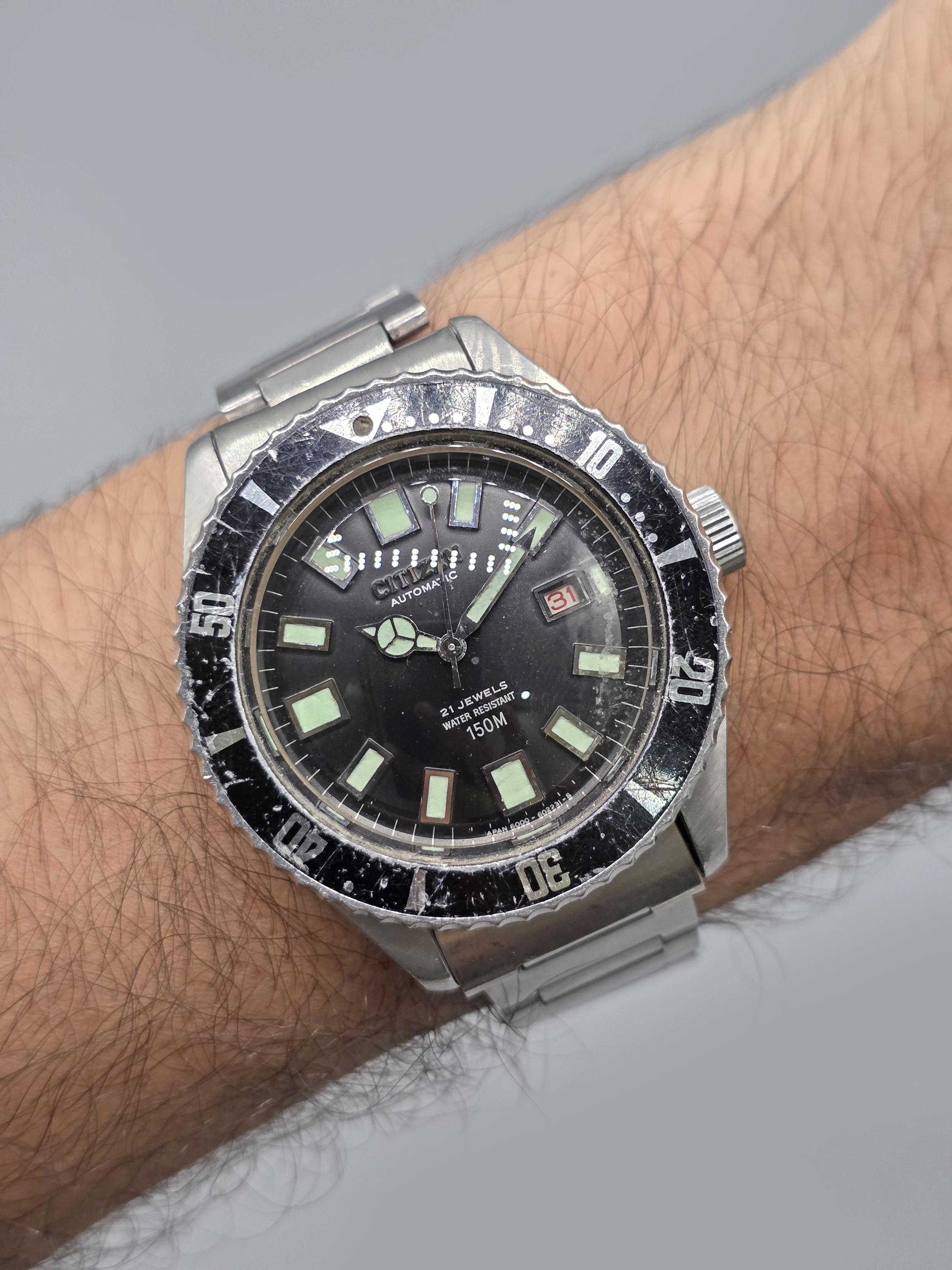 Vintage Citizen Challenge Diver 62-6198 Automatic 150M Black Men's