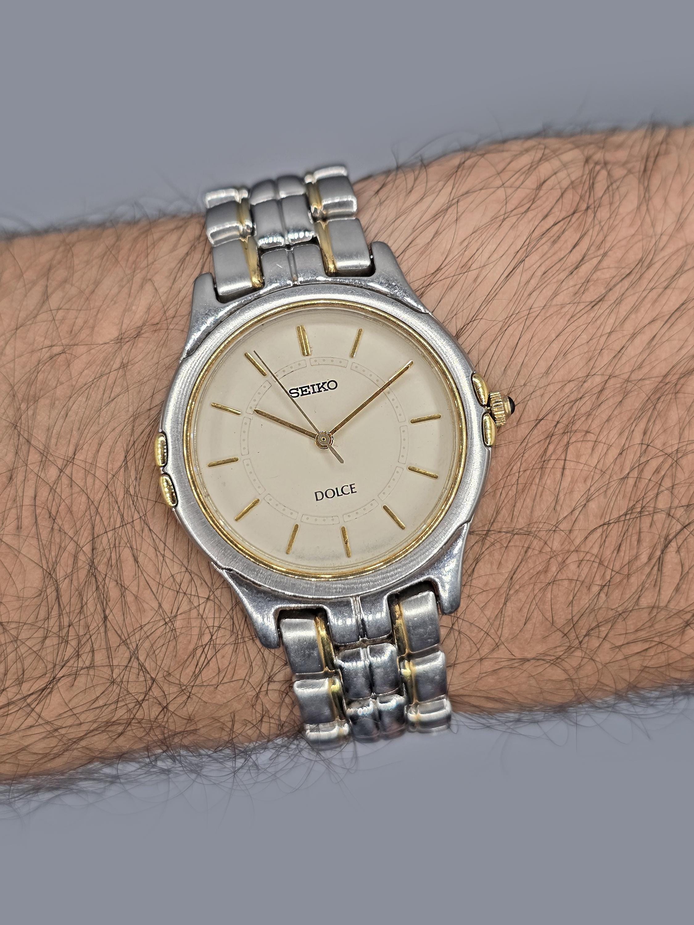 Vintage 1999 Seiko Dolce 8J41-6140 Two Tone Quartz Mens Watch From
