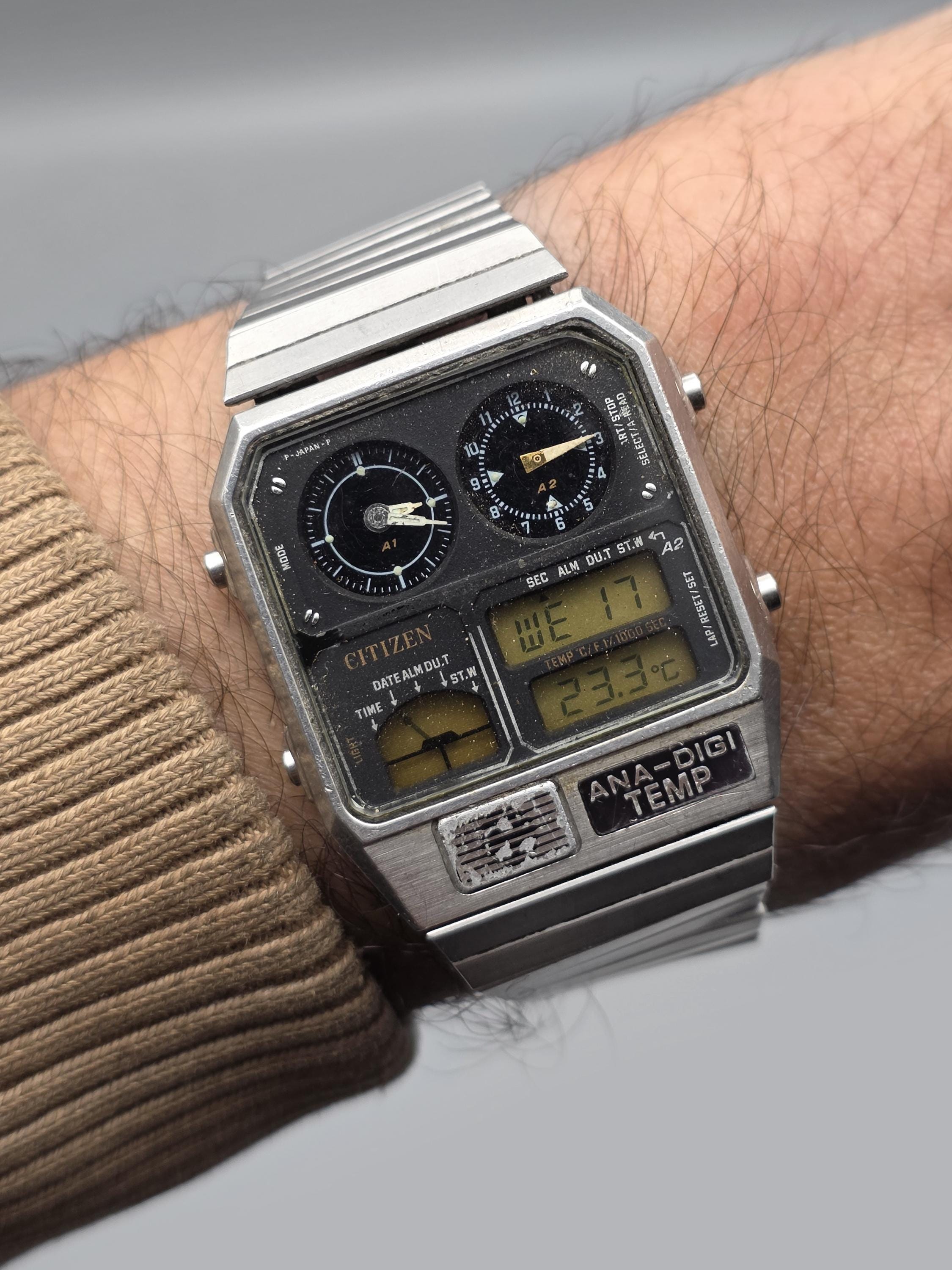 1985 Vintage Citizen Ana-digi Temp Men's Watch Japan Digital