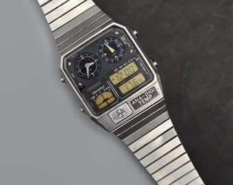 1985 Vintage Citizen Ana-digi Temp Men's Watch Japan Digital