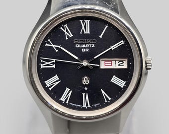 Seiko Quartz QR 3863-7010 Men's Watch Vintage 1974 Japan Deep Blue
