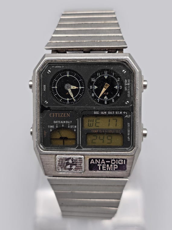 1985 Vintage Citizen Ana-digi Temp Men's Watch Japan Digital