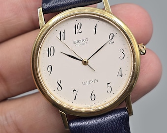 Vintage Seiko Majesta 9061-7000 JDM Quartz Dress Watch Gold Case
