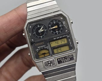 1985 Vintage Citizen Ana-digi Temp Men's Watch Japan Digital
