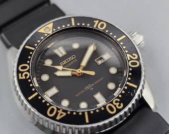 Vintage Seiko 2625-0010 Diver Quartz 150m Small 1980s Black Dial