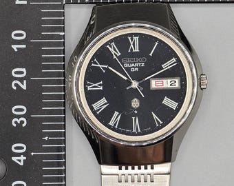 Seiko Quartz QR 3863-7010 Men's Watch Vintage 1974 Japan Deep Blue