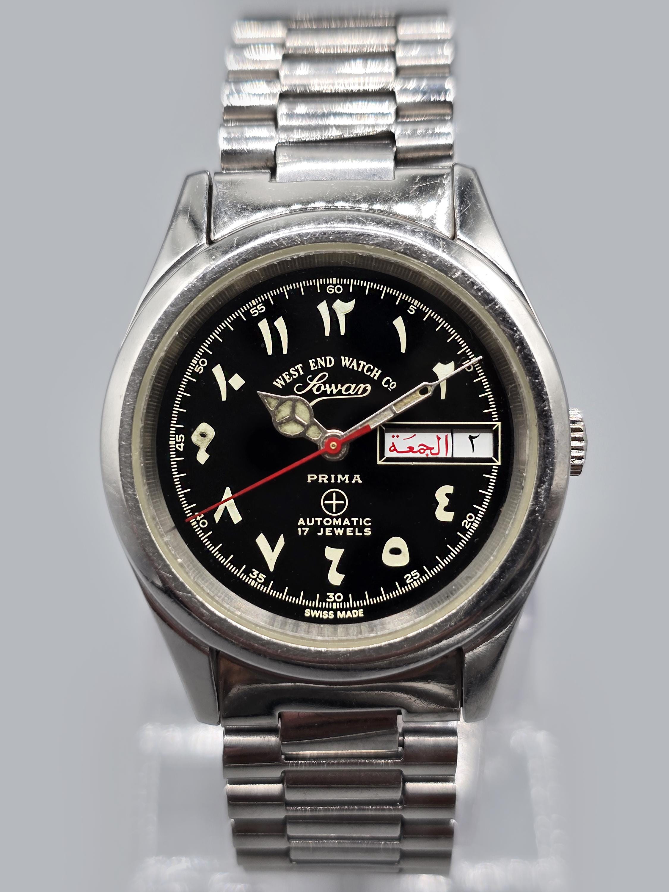 West End Sowar Prima Automatic Arabic Dial Swiss Vintage Watch - Etsy