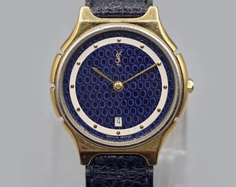 希少なヴィンテージYSLイヴ・サンローランウォッチ（ブルー文字盤
