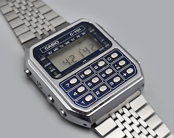 Vinatge Casio C-701 Module 133 Calculator Blue Dial Digital 1977
