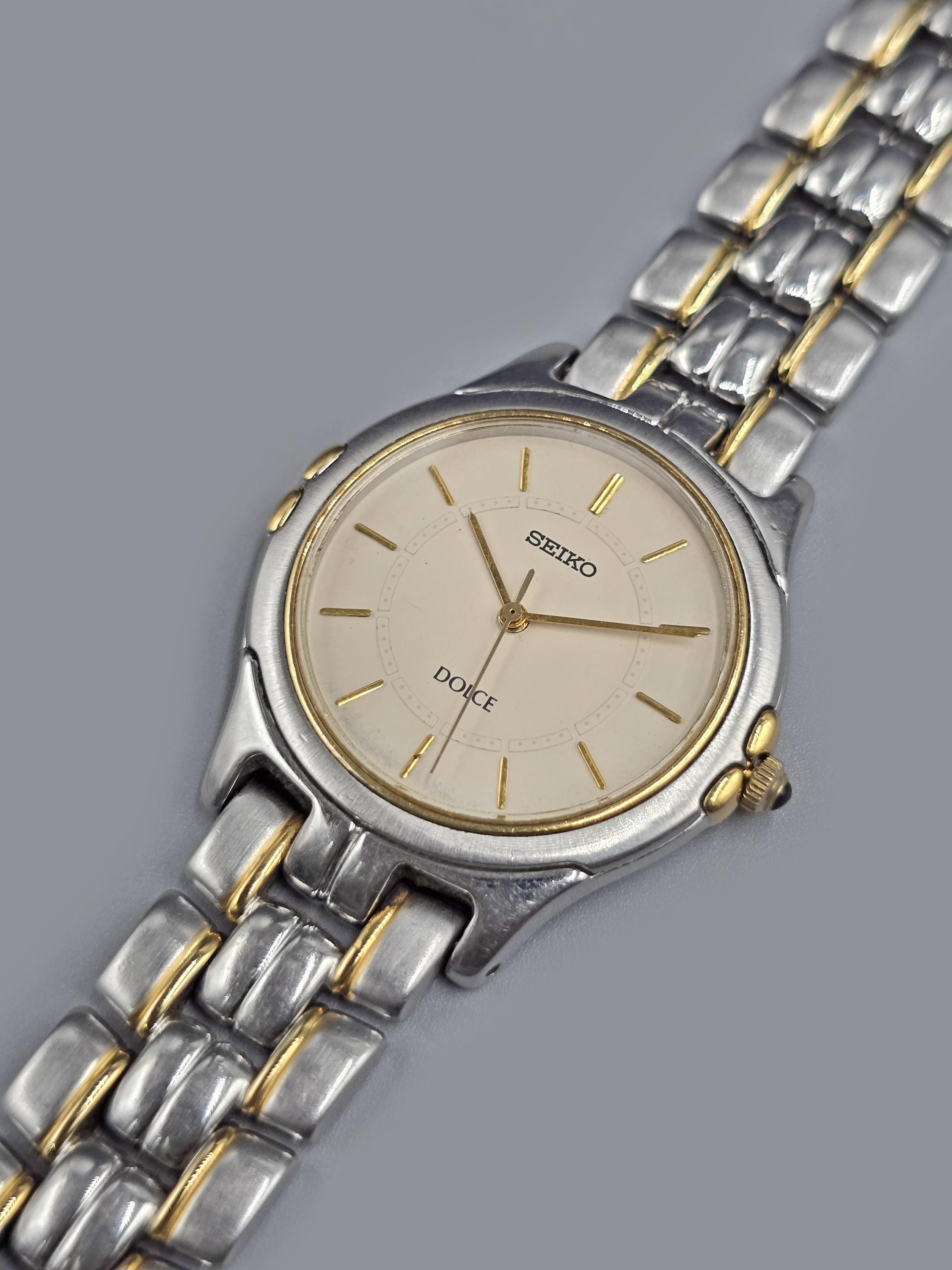 SEIKO 8J41 日本製 薄型 メンズ 腕時計 ドレスウォッチ 金 稼働品 SEIKO DOLCE 8J41-0AJ0 ゴールド文字盤 未使用 保管品 クォーツ 腕時計