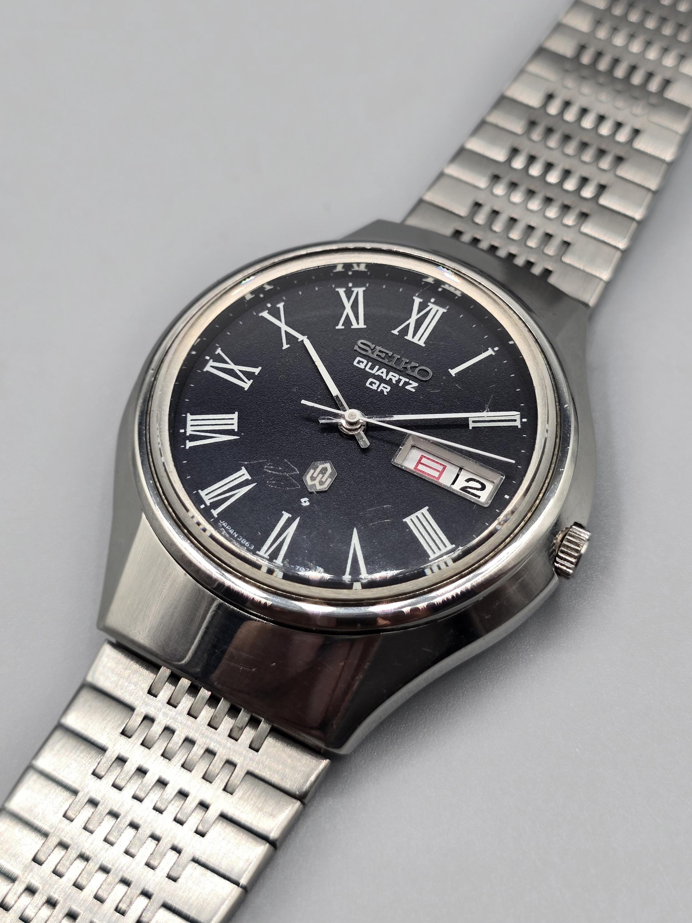 Seiko Quartz QR 3863-7010 Men's Watch Vintage 1974 Japan Deep Blue