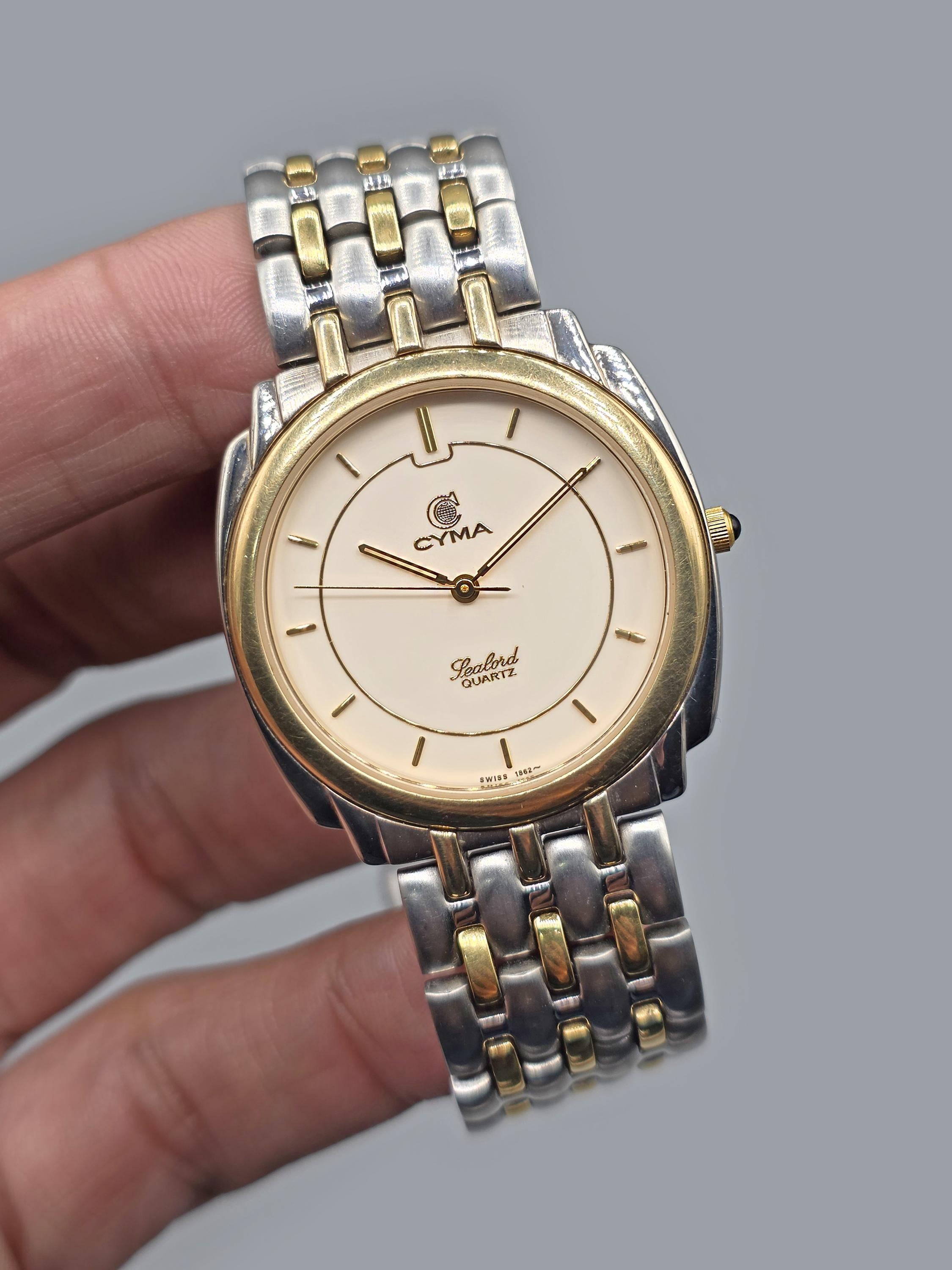 Cyma Sealord Ref 635 Quartz Swiss Made 32mm Two-tone Unisex Watch