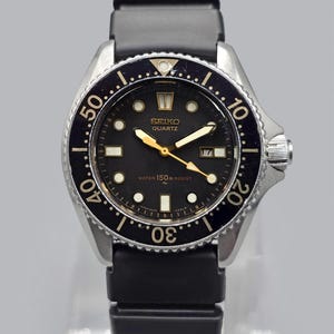 【希少/稼働品】SEIKO キネティック 2625-0010 デイト 腕時計 Vintage Seiko 2625-0010 Diver Quartz 150m Small 1980s Black Dial