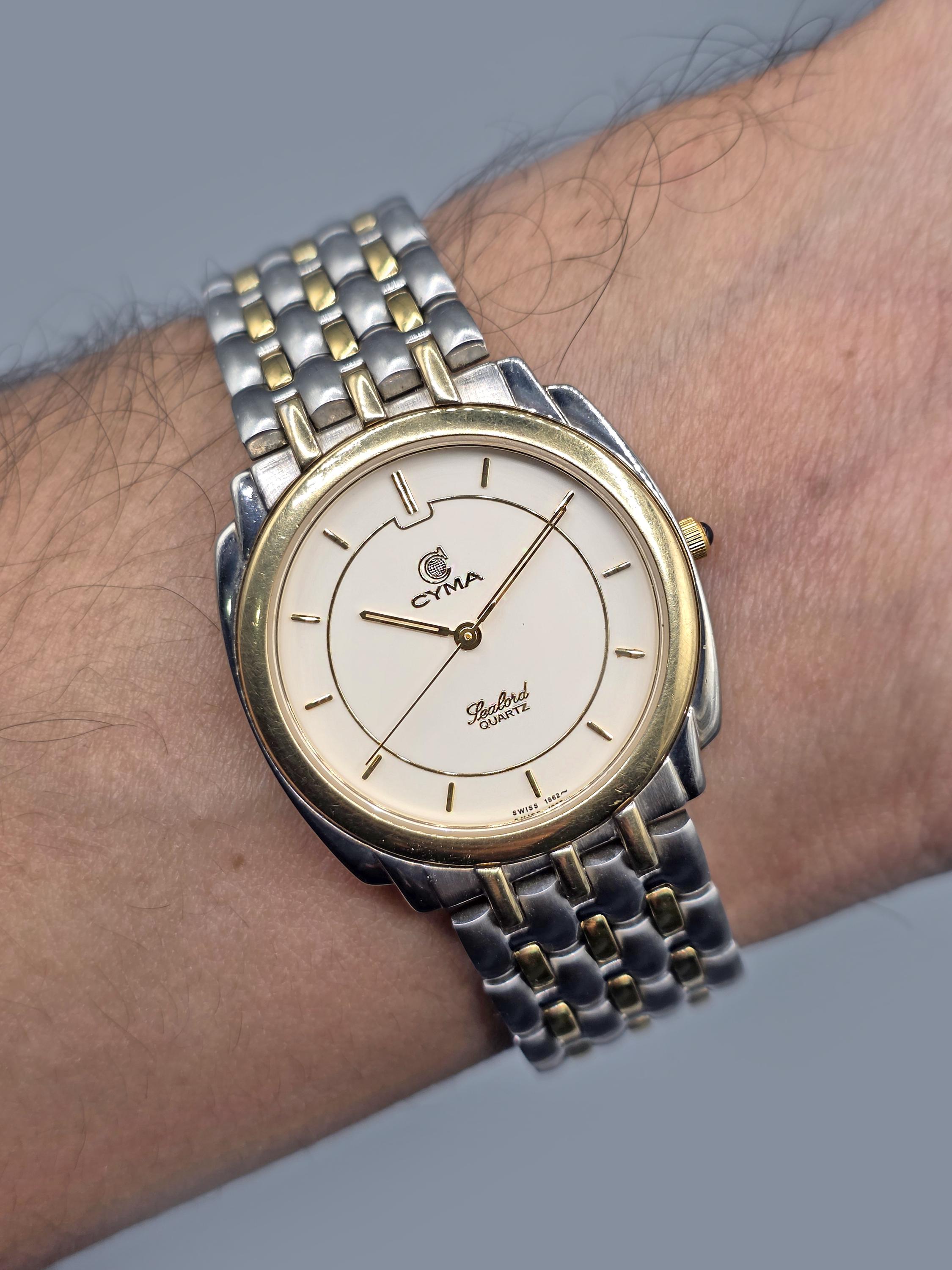 Cyma Sealord Ref 635 Quartz Swiss Made 32mm Two-tone Unisex Watch 