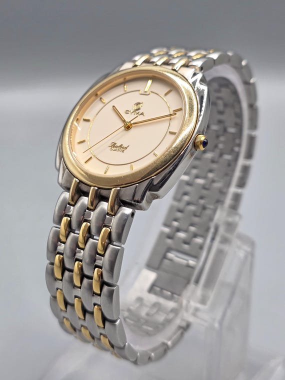 Cyma Sealord Ref 635 Quartz Swiss Made 32mm Two-tone Unisex Watch 
